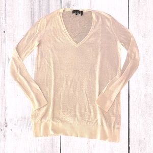 Theory White Linen Long Sleeve Top